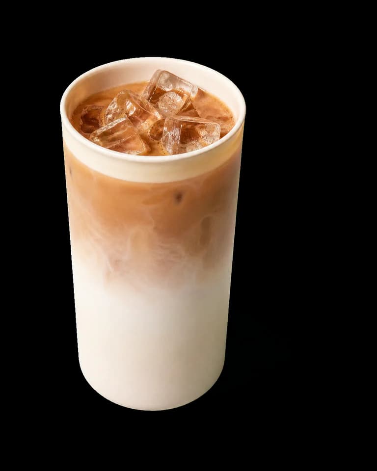 Iced vanilla latte with layers of espresso and milk