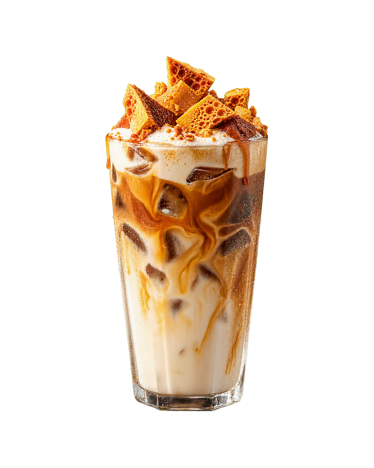 Cafe Iced Korean Sponge Toffee Latte made at home — copycat recipe